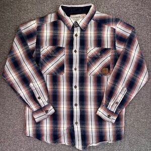 Legendary Whitetails Flannel Shirt Men M Buffalo Plaid Corduroy Trim‎ Outdoors